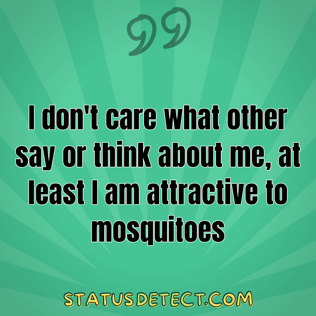 I don't care what other say or think about me, at least I am attractive to mosquitoes - Status Detect