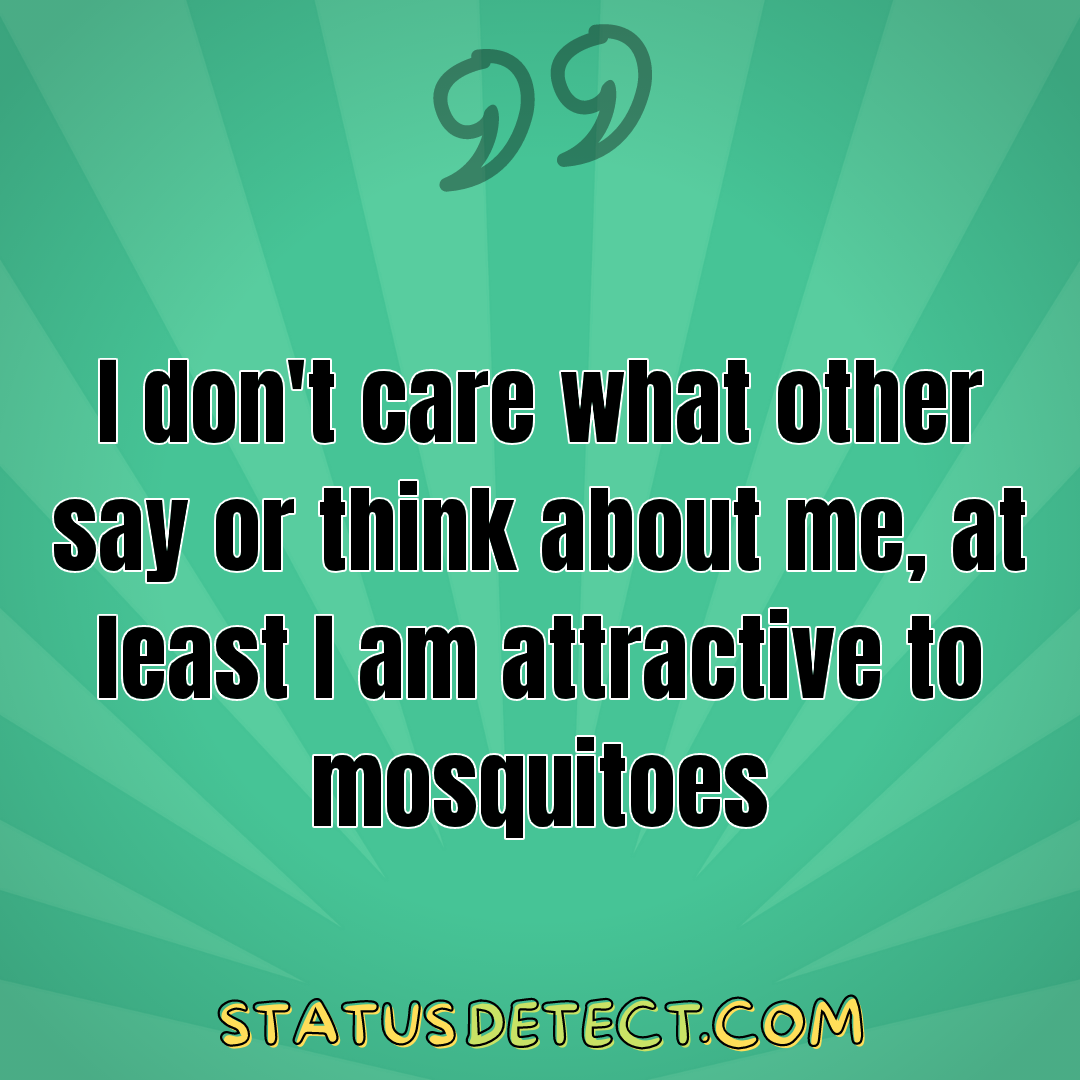 I don't care what other say or think about me, at least I am attractive to mosquitoes - Status Detect