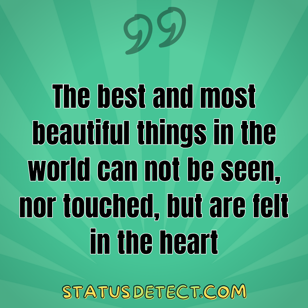 The best and most beautiful things in the world can not be seen, nor touched, but are felt in the heart - Status Detect
