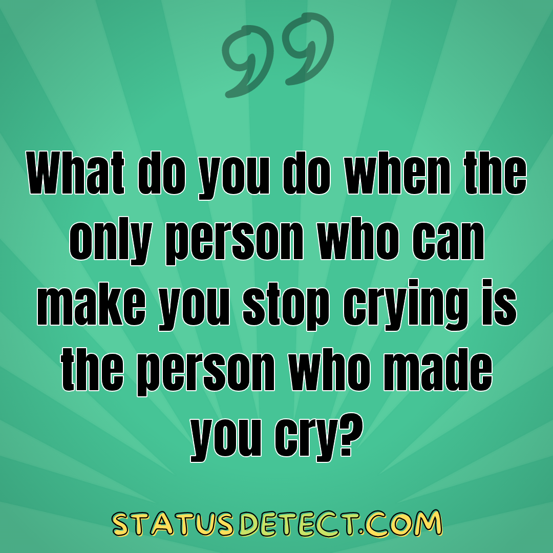 What do you do when the only person who can make you stop crying is the person who made you cry? - Status Detect