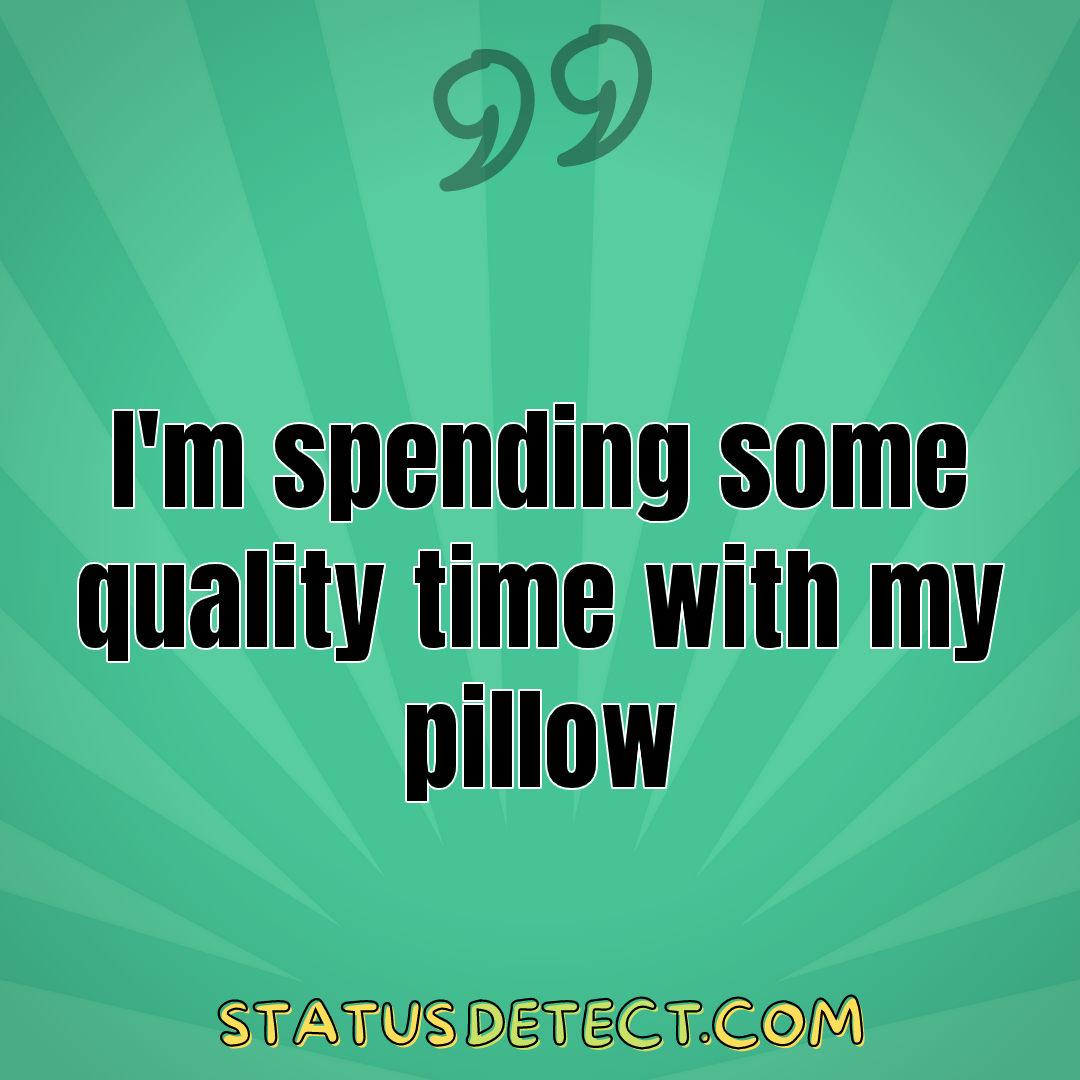I'm spending some quality time with my pillow - Status Detect
